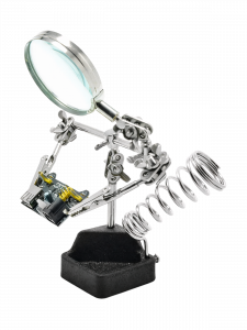 Третья рука для пайки, универсальный держатель на подставке с лупой 2 руки Орбита OT-INL60